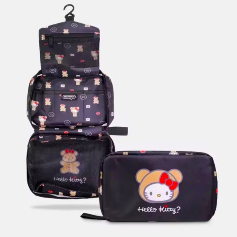 Hello Kitty Teddy Bear Hanging Travel Storage Bag Vanity Case Carry On Bag